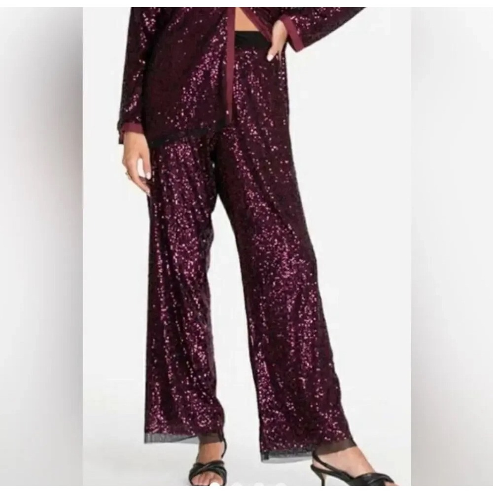 Johnny Was Grace Straight Sequin Wide Leg Pants Women 20 Holiday Cocktail Party